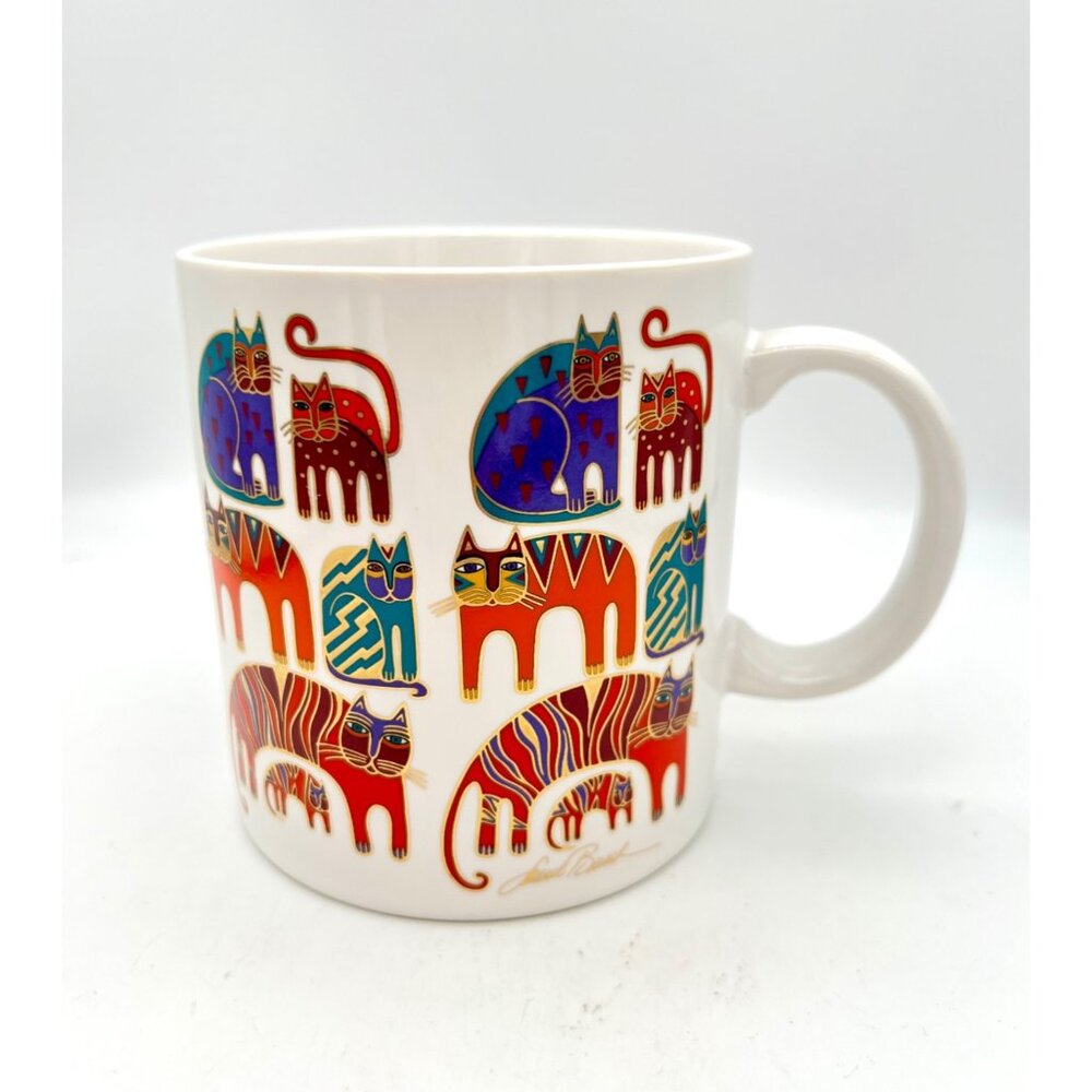 Vintage Laurel Burch Fantastic Felines Mug 1988 Japan Colorful Cats NWB